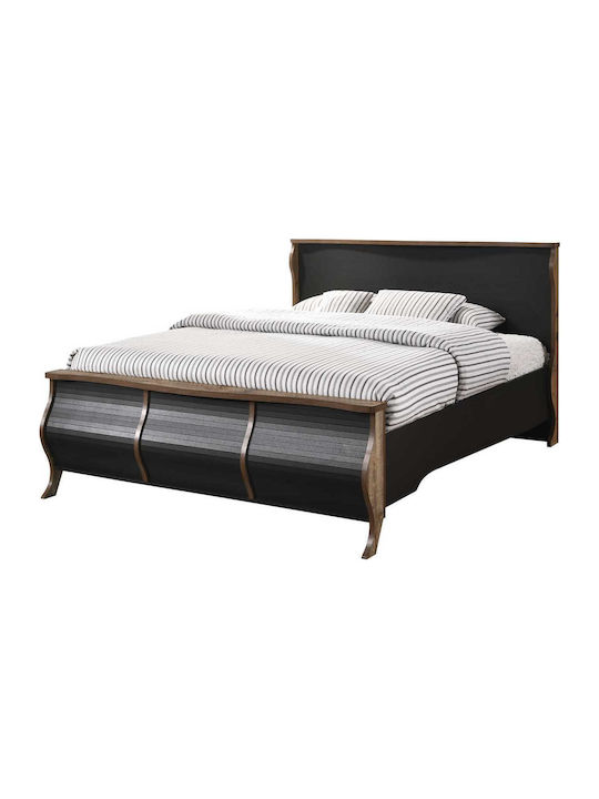 Scarlet Κρεβάτι Υπέρδιπλο Ξύλινο Μαύρο για Στρώμα 160x200cm