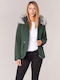 Women's for Hiking Short Parka Jacket for Winter with Detachable Hood Khaki