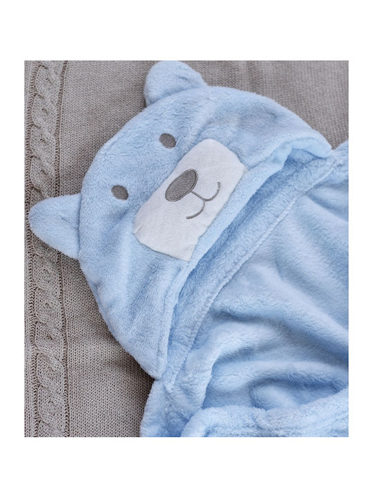 Palamaiki Κουβέρτα Αγκαλιάς & Λίκνου Bear Fleece Γαλάζια 75x110εκ.