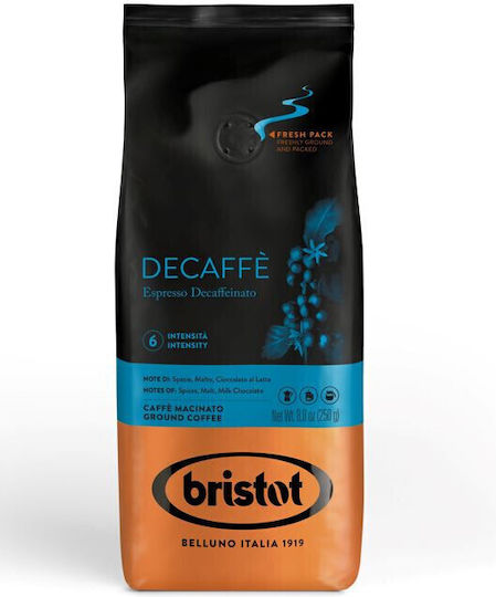 Bristot Καφές Espresso Decaffeine Αλεσμένος σε Κουτί 250gr
