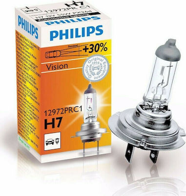 Philips Lamps Car & Motorcycle Vision +30% H7 Halogen 3200K Warm White 12V 55W 1pcs