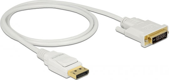 DeLock Кабел DVI-D мъжки - DisplayPort мъжки 1м Бял (83813)