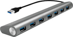 LogiLink USB 3.0 Hub 7 Θυρών με σύνδεση USB-A Ασημί