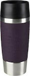 Tefal Travel Mug Glass Thermos Stainless Steel Purple 360ml with Mouthpiece K30851