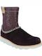 Clarks Crown Piper T Kids Suede Boots with Zipper Burgundy