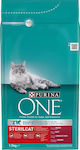 Purina One Bifensis Sterlicat Dry Food for Adult Cats with Beef 1.5kg