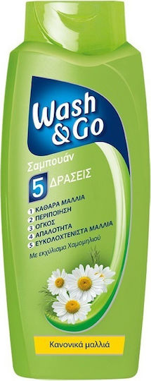 Wash & Go 5 Δράσεις Με Χαμομήλι Σαμπουάν Αναδόμησης/Θρέψης για Κανονικά Μαλλιά 700ml
