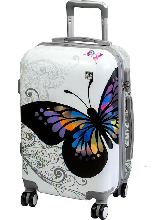 A2S Weiße Butterfly Handgepäck Hartkoffer mit 4...