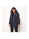 Exparka Lang Damen Parka Jacke für Winter Blau