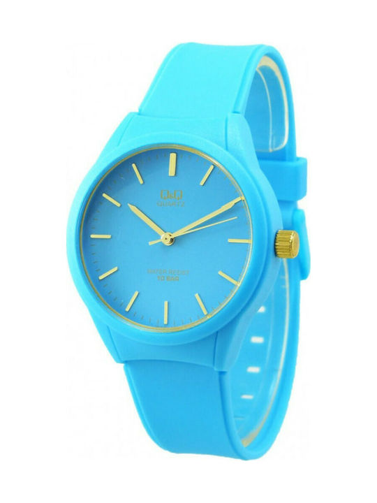 Q&Q Watch with Blue Rubber Strap VR28J807Y