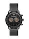 Emporio Armani Ανδρικό Ρολόι 44mm Χρονογράφος Μπαταρίας με Μαύρο Μεταλλικό Μπρασελέ