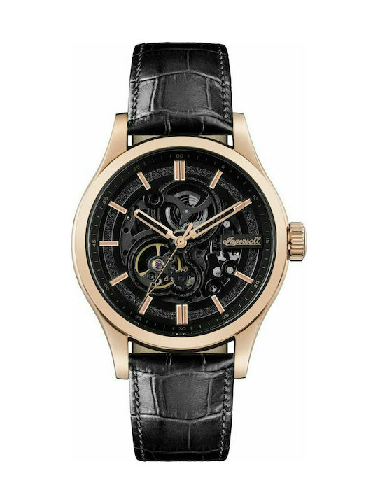 Ingersoll Armstrong Automatic Uhr Chronograph Automatisch mit Schwarz Lederarmband