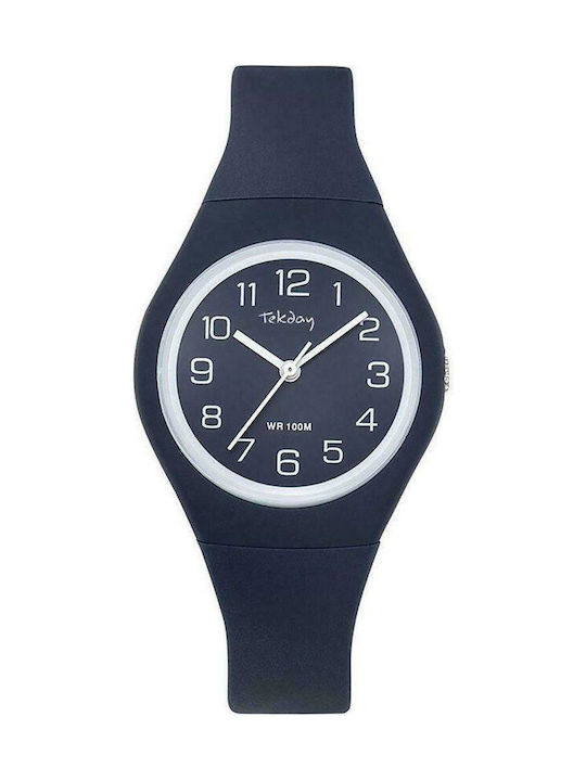 Tekday Women's Watch with Blue Rubber Strap
