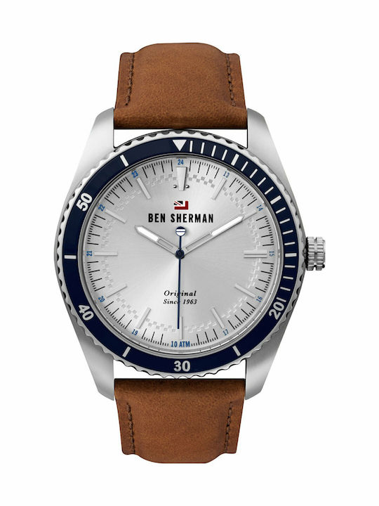 Ben Sherman Ronnie Ceas Barbati 45mm Mecanism Baterie Cu Curea Din Piele Maro