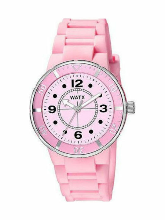 WATX & CO Damen Uhr mit Rosa Kautschukarmband