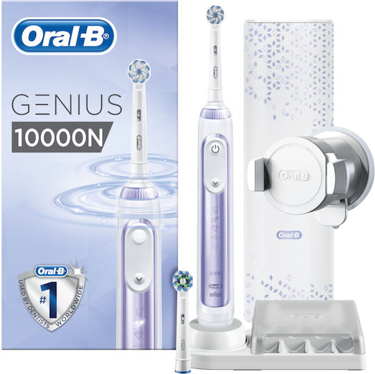 Oral-B Genius 10000N Electric Toothbrush with Timer, Pressure Sensor, and Travel Case Orchid Purple