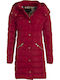 Desigual Pisa Women's Long Puffer Jacket for Winter with Detachable Hood Red