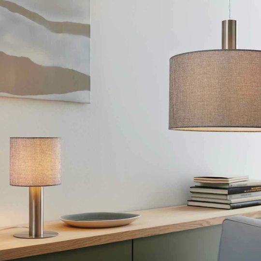 Eglo Concessa Metal Table Lamp for Socket E27 with Gray Shade and Silver Base