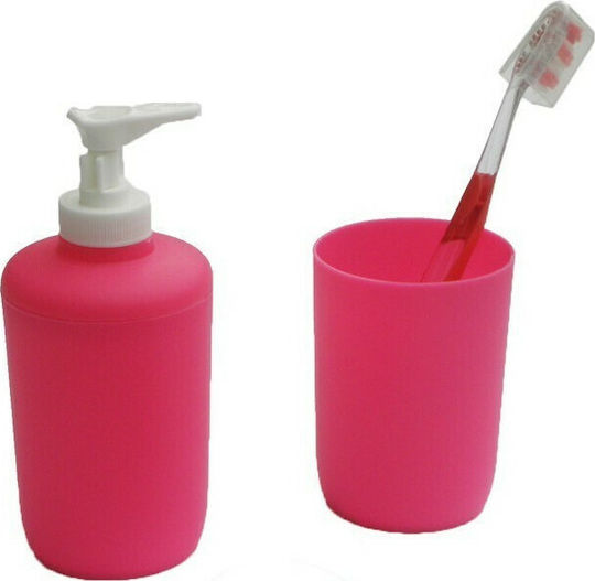 Viopros Set Accesorii Pentru Baie Din Plastic Roz 2 Bucăți