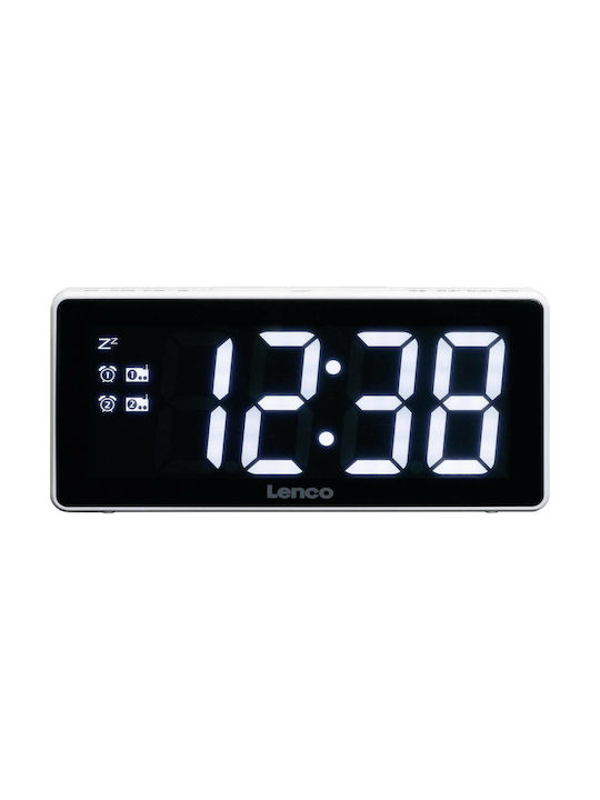 Lenco Cr 30 White Tabletop Digital Clock with Alarm CR30W