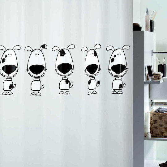 Spirella Beagle Shower Curtain Fabric 180x200cm Black White
