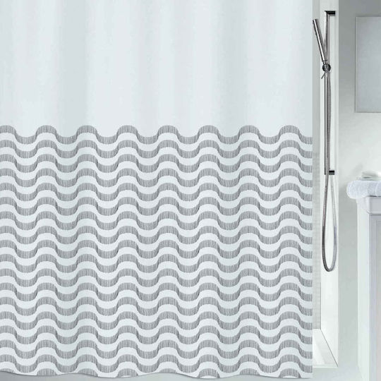 Spirella Vagues Shower Curtain Fabric 180x200cm Gray