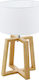 Eglo Wood Table Lamp for Socket E27 with White Shade and Beige Base