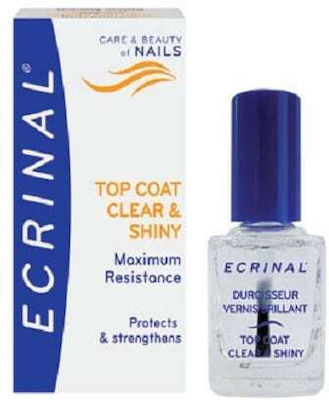 Ecrinal Top Coat Clear & Shiny Nail Strengthener with Brush 10ml