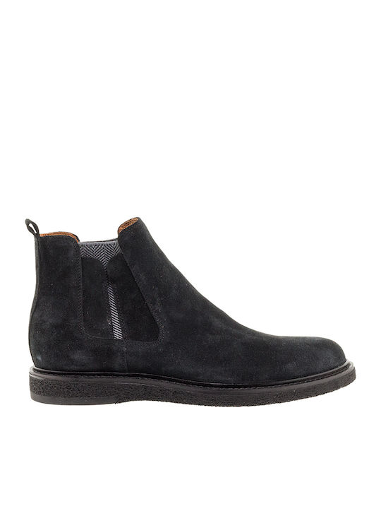 Damiani 743 Men's Suede Chelsea Ankle Boots Black