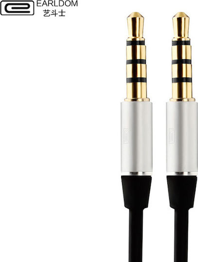Earldom Καλώδιο Ήχου TRRS 3.5mm male - 3.5mm male Μαύρο 1m με Επίχρυσους Ακροδέκτες ET-AUX15