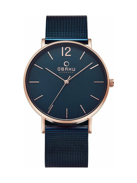 Obaku Ceas Baterie cu Albastru Brățară metalică V197GXVLML