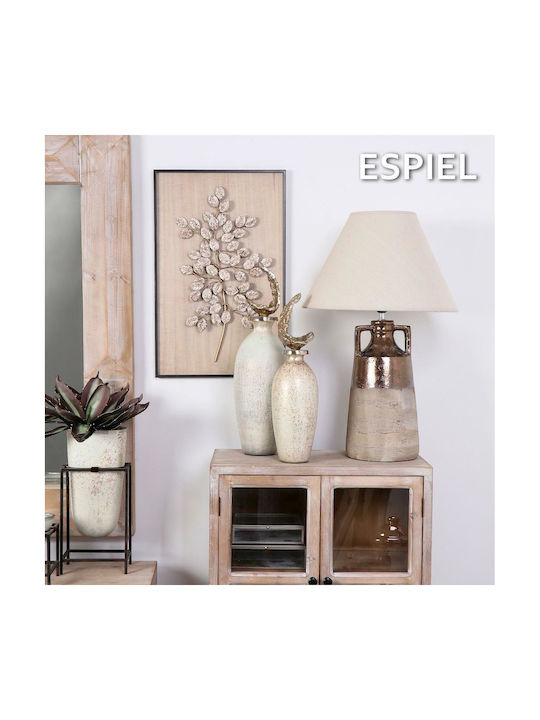 Espiel Ceramic Table Lamp for Socket E27 with Beige Shade and Multicolor Base