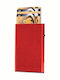 Click & Slide Leather Men's Wallet Cards with RFID and Slide Mechanism Red
