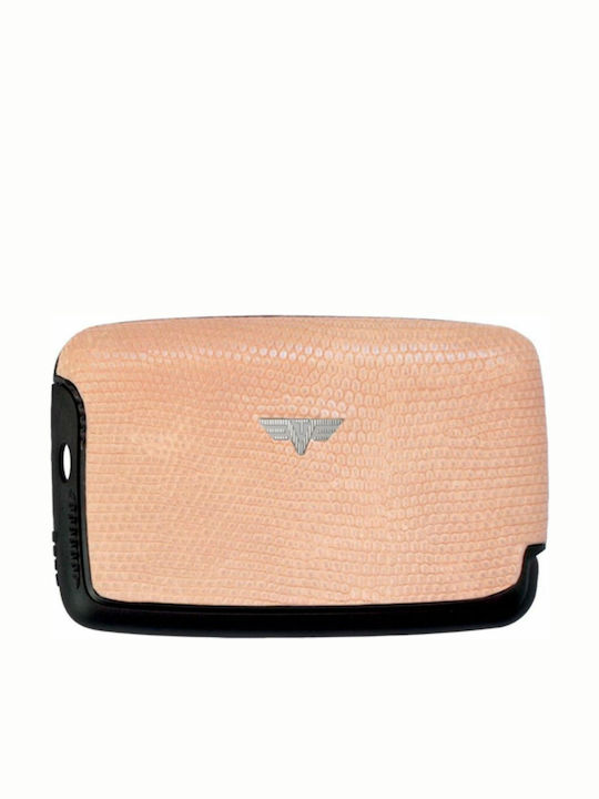 Tru Virtu Leather Line Ανδρικό Πορτοφόλι Καρτών με RFID Ροζ