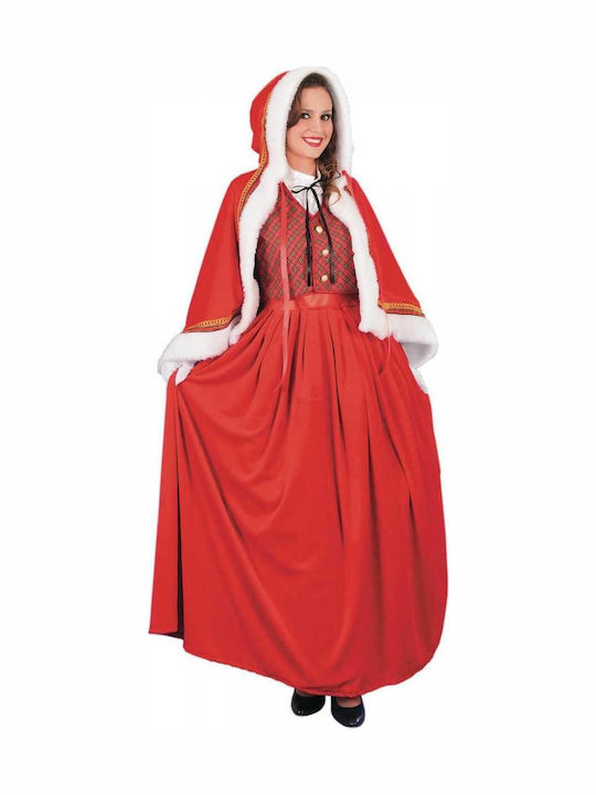 Adult Christmas Santa Claus Costume Red Αγιοβασιλίνα Lux