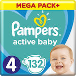 Pampers Πάνες με Αυτοκόλλητο Active Baby No. 4 για 9-14kg 132τμχ