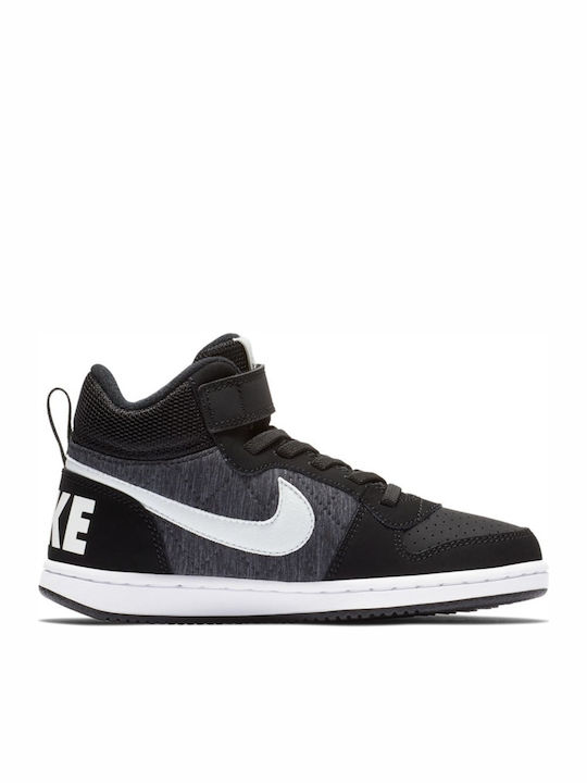 Court Borough Mid SE Kids Sneakers High with Hoop & Loop Closure Black