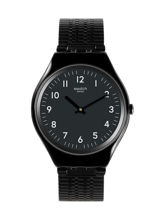 Swatch Skincoal Watch with Black Metal Bracelet