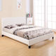 Becca Pat Dublu Tapițat cu Piele Ecologică Alb cu Lamele pentru Saltea 150x200cm