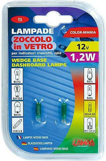 Lampa Lamps Car Wedge Base Lamp Green T5 12V 1.2W 2pcs