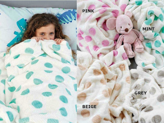 Palamaiki Κουβέρτα Fleece Dots Λευκή 160x220εκ.