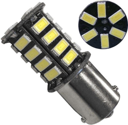 GloboStar Лампи Автомобила & Мотоциклета PY21W-BAU15s LED 6000К Хладно бяло 12V 2.60W 1бр