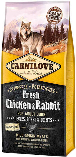 Carnilove Fresh Chicken & Rabbit 12kg Dry Food Grain-Free for Adult Dogs with Chicken and Rabbit