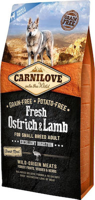 Carnilove Fresh Ostrich & Lamb 6kg Trockenfutter ohne Getreide für erwachsene Hunde kleiner Rassen mit Lamm