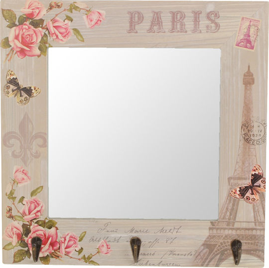 Keskor Paris Yg309 Quadratischer Mehrfarbiger Wandspiegel 34x34cm