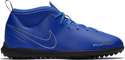 Nike Παιδικά Ποδοσφαιρικά Παπούτσια Ψηλά Phantom VSN Club DF TF με Σχάρα και Καλτσάκι Μπλε