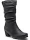 Rieker Anatomic Leather Women's Boots with Zipper & Fur Black