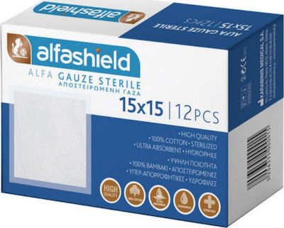 Alfashield Alfa Shield Αποστειρωμένες Γάζες 15x15cm 12τμχ