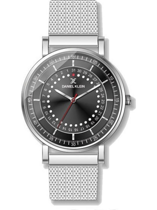 Daniel Klein Ανδρικό Ρολόι 42mm Μπαταρίας με Ασημί Μεταλλικό Μπρασελέ