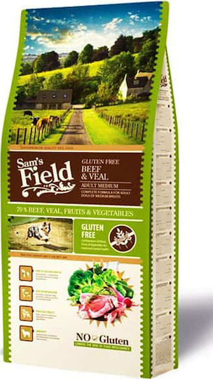 Sam's Field Adult Medium 13kg Ξηρά Τροφή με Λίγα Σιτηρά για Ενήλικους Σκύλους Μεσαίων Φυλών με Βοδινό και Μοσχάρι